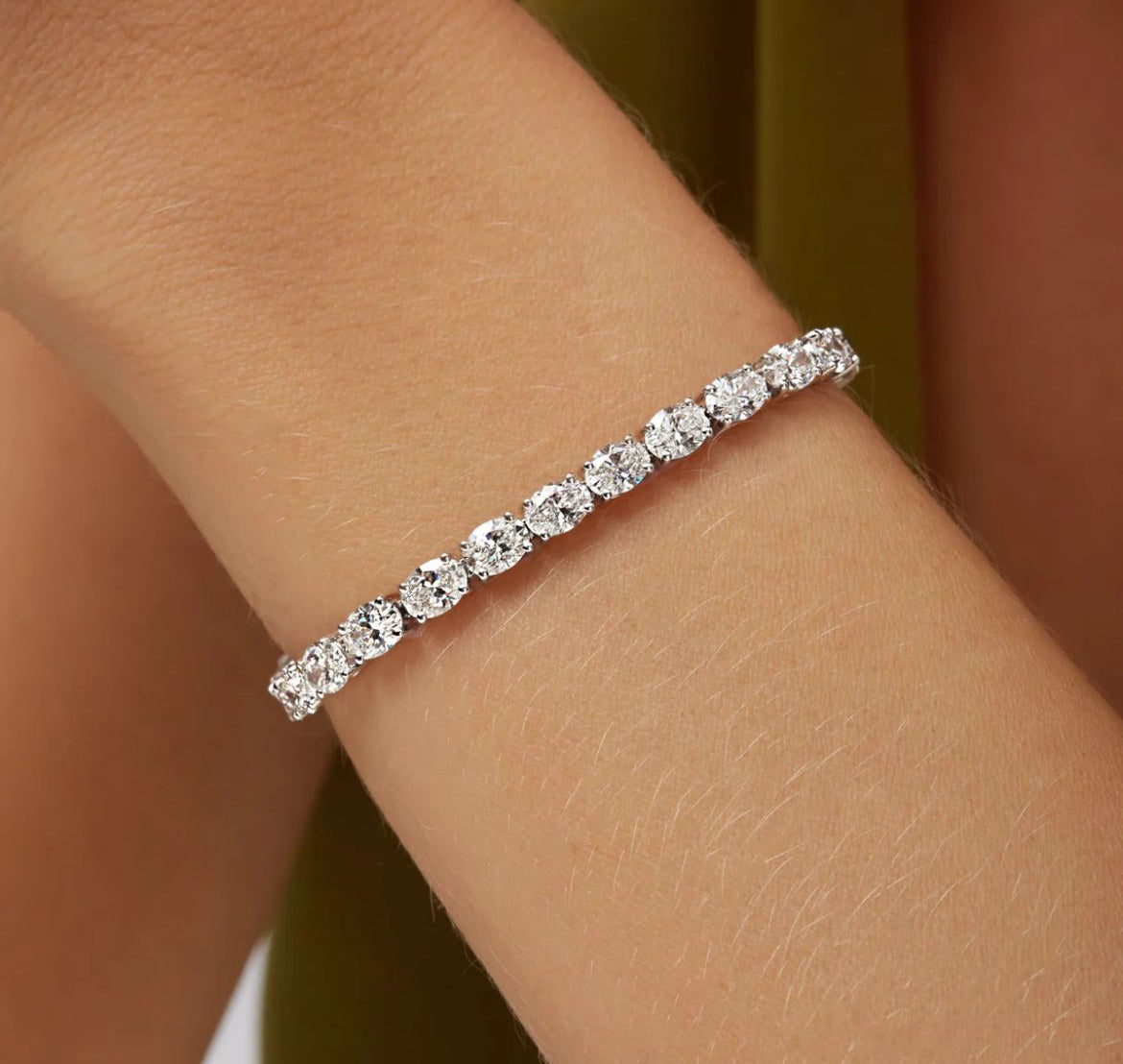 14K Oval 0.4ct Each Lab Grown Diamond East-West Tennis Bracelet