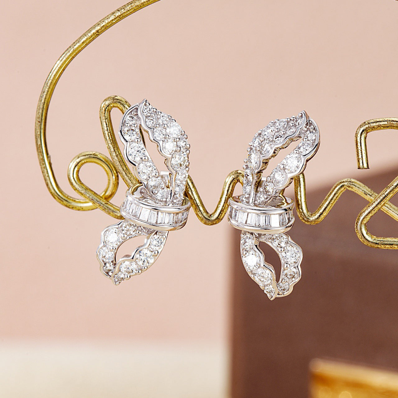 Butterfly Baguette Diamond Earrings