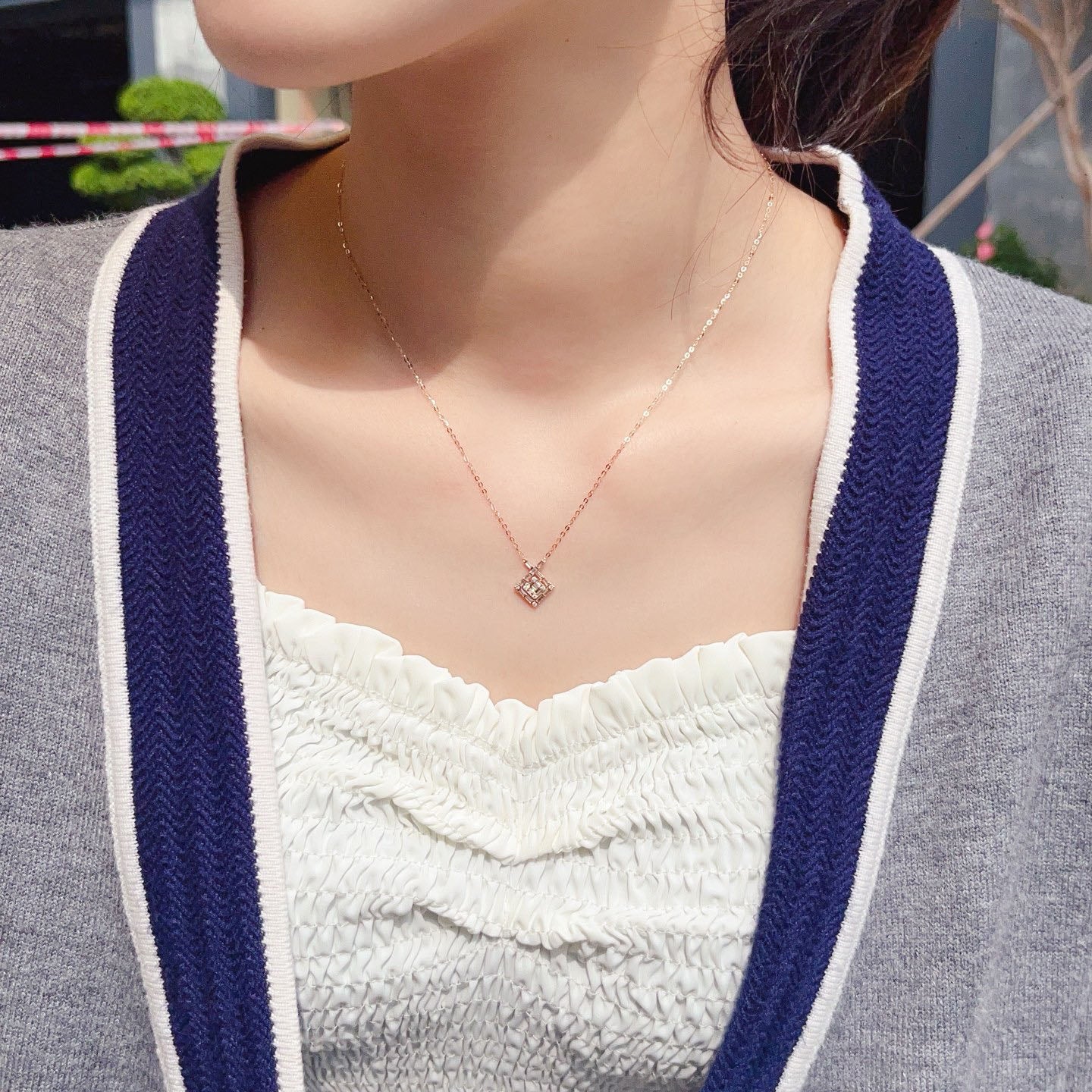 Cross Baguette Diamond Necklace