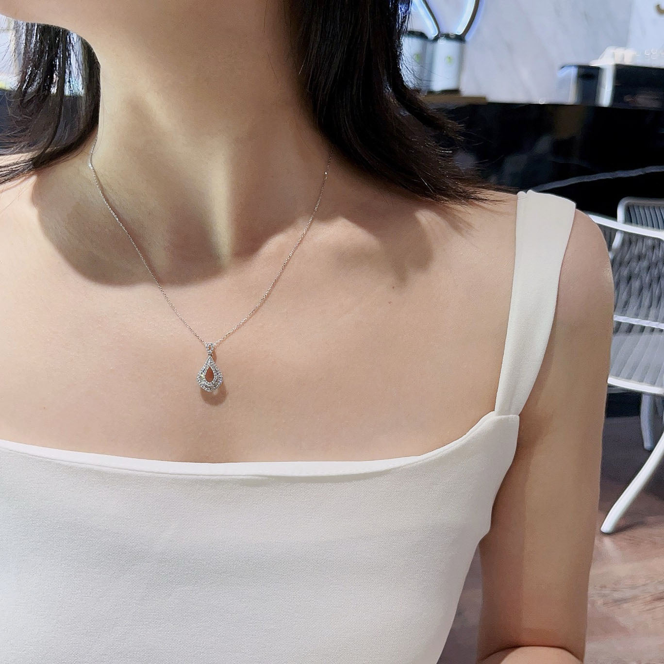 Water Droplets Baguette Diamond Pendant