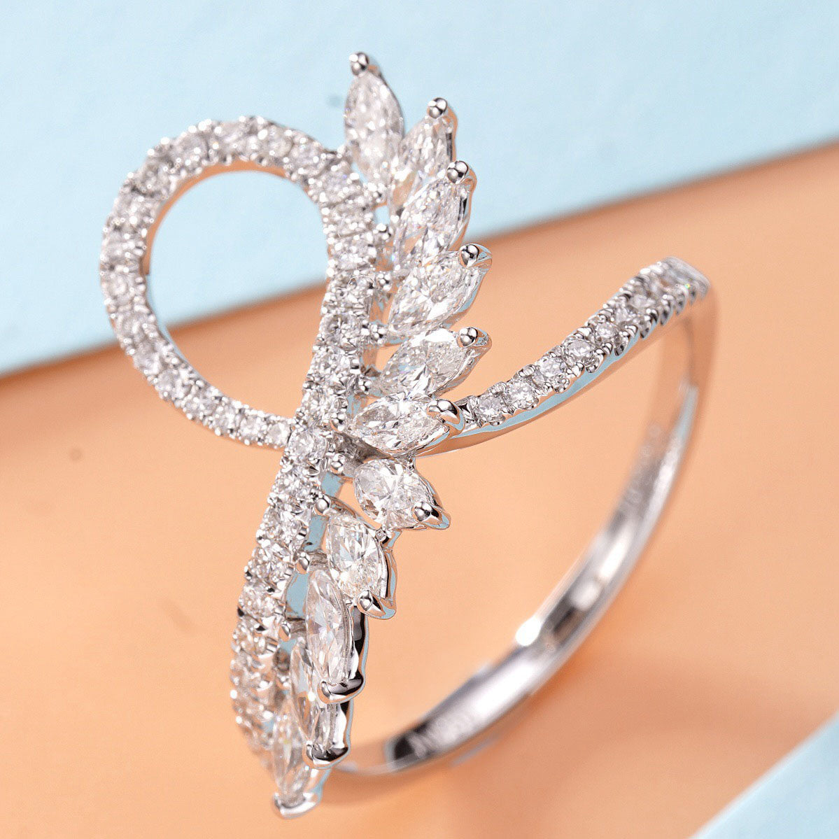 U Shaped Marquise Diamond Ring