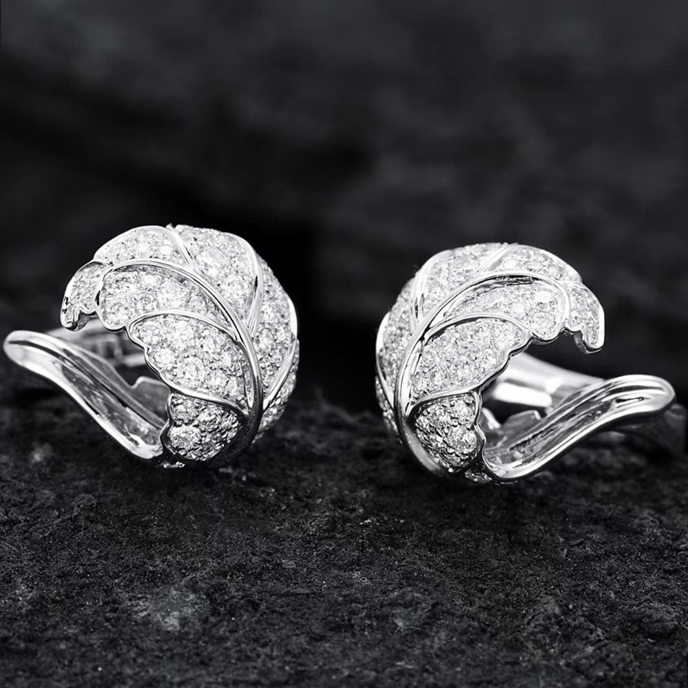 Tree Leaf Diamond Earrings