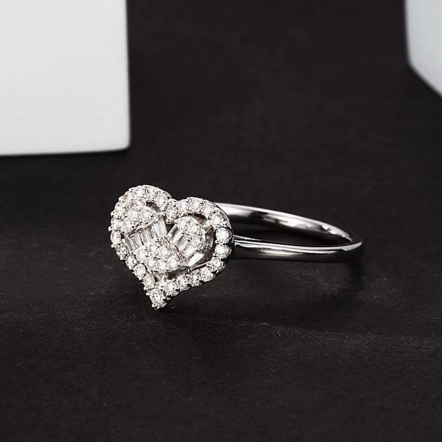 Heart Shaped Baguette Diamond Ring