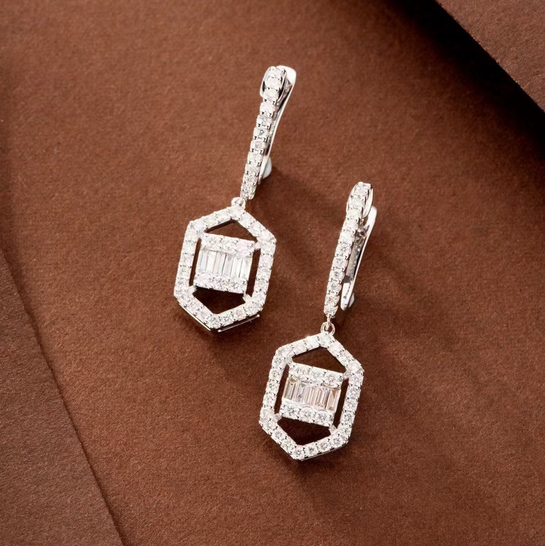 Square Card Diamond Earrings