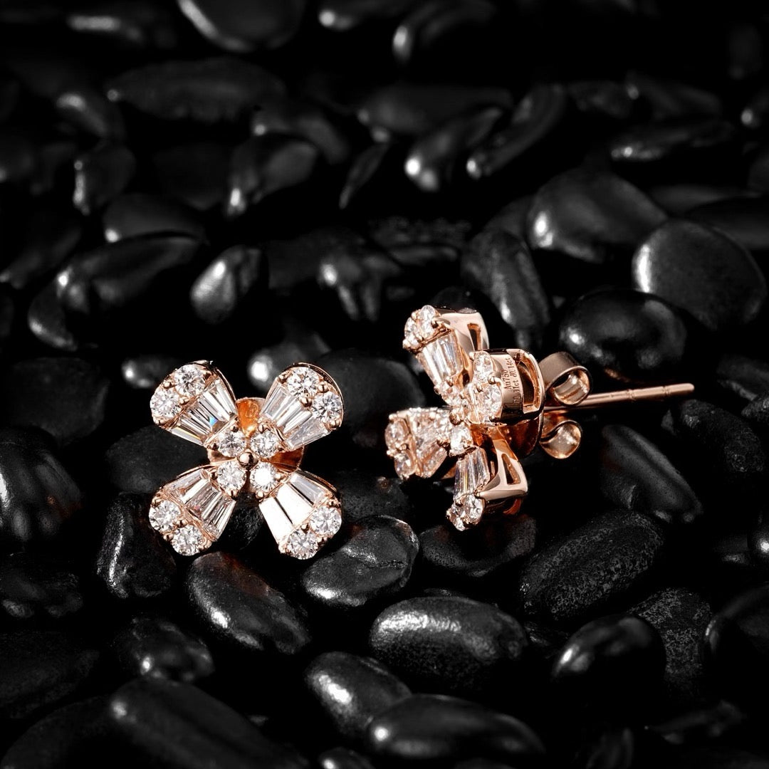 Four Leaves Illusion Diamond Earrings