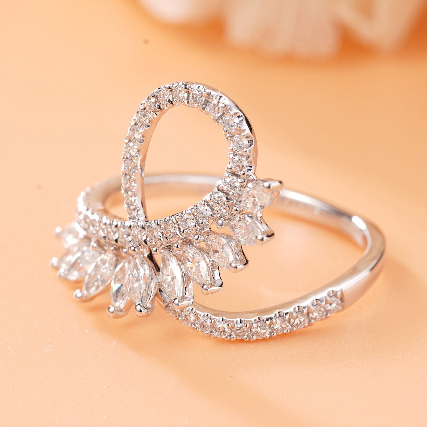 U Shaped Marquise Diamond Ring