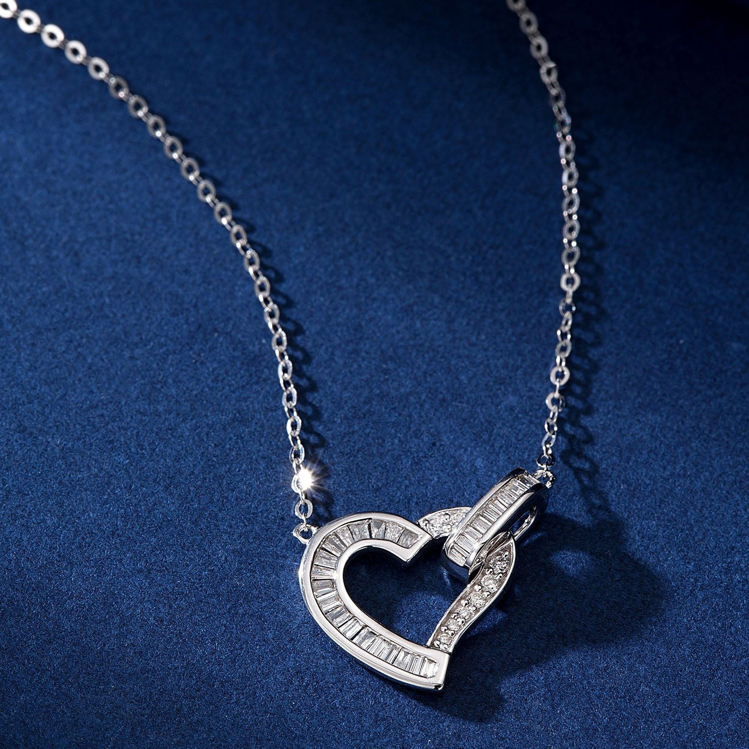 Heart shaped Baguette Diamond Necklace