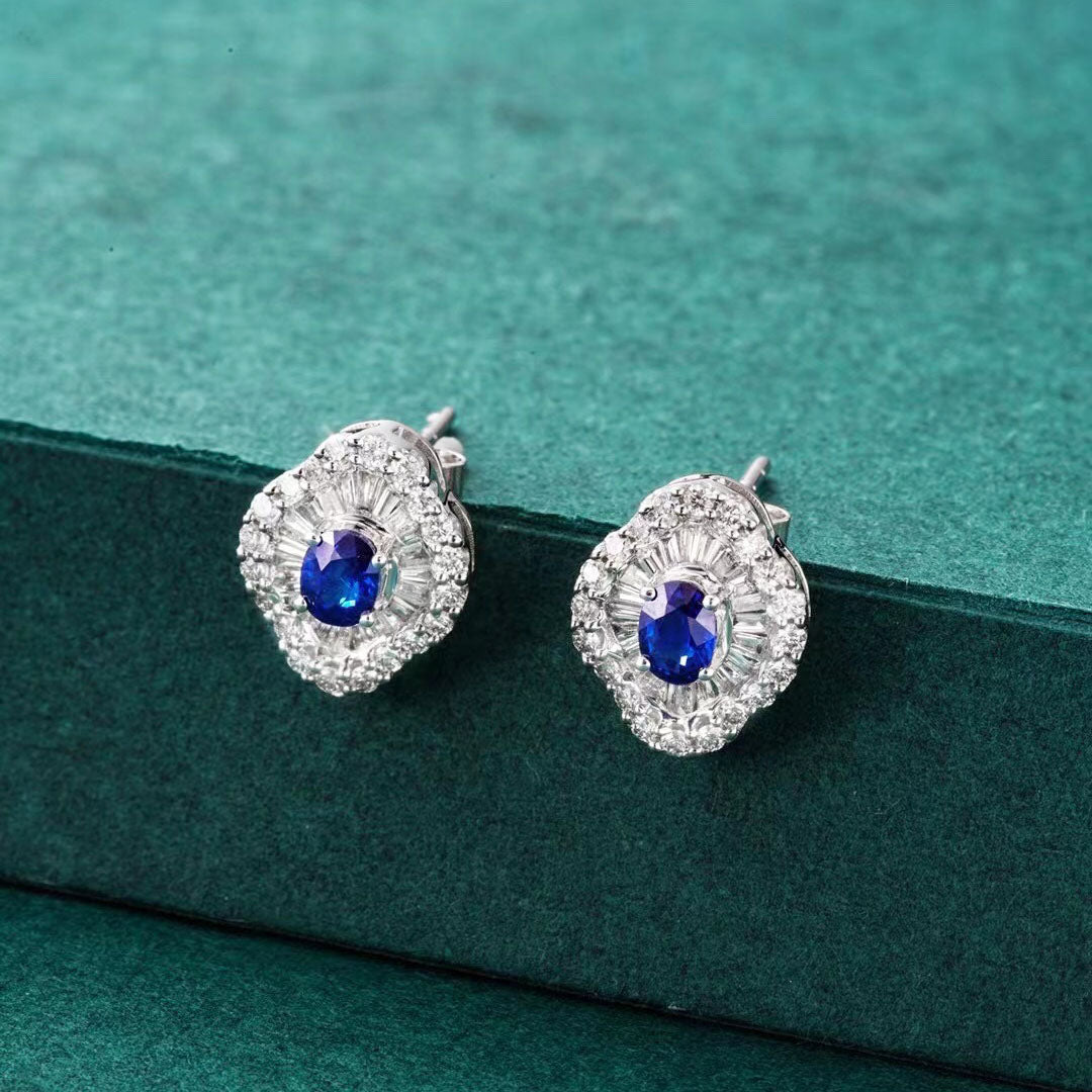 Sapphire Baguette Diamond Earrings