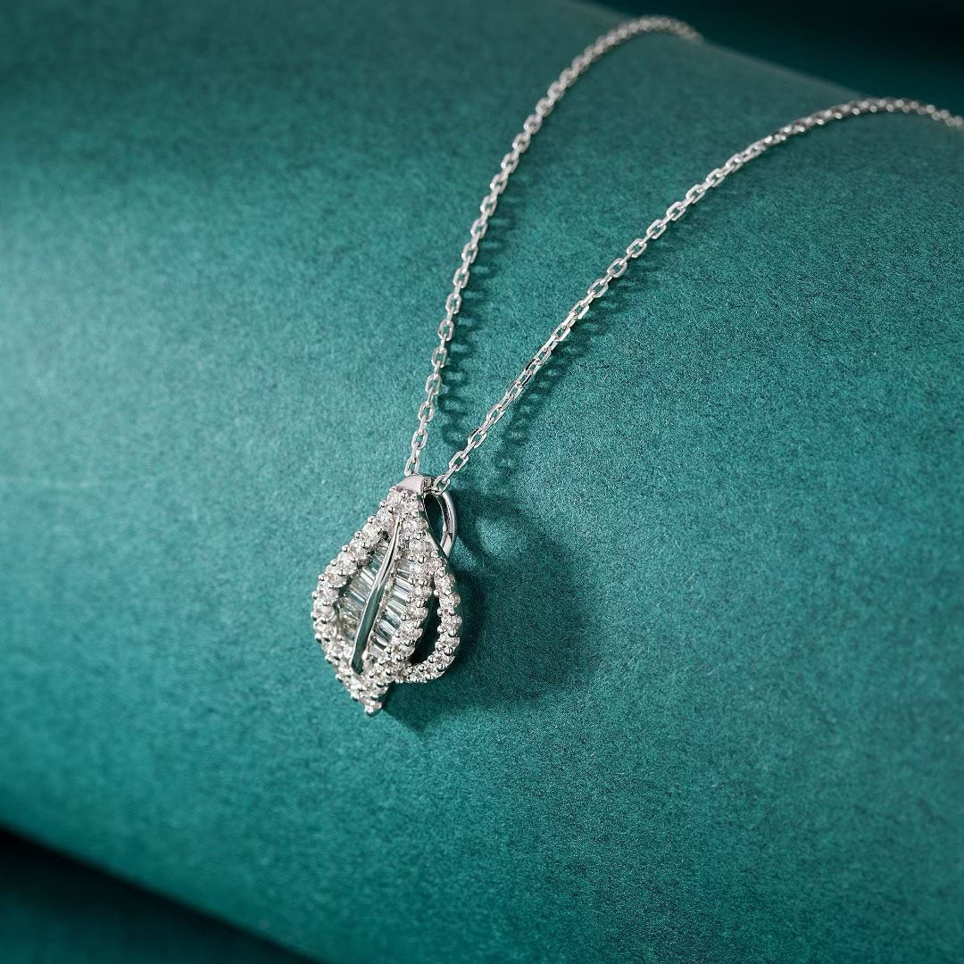 Leaf Baguette Diamond Pendant