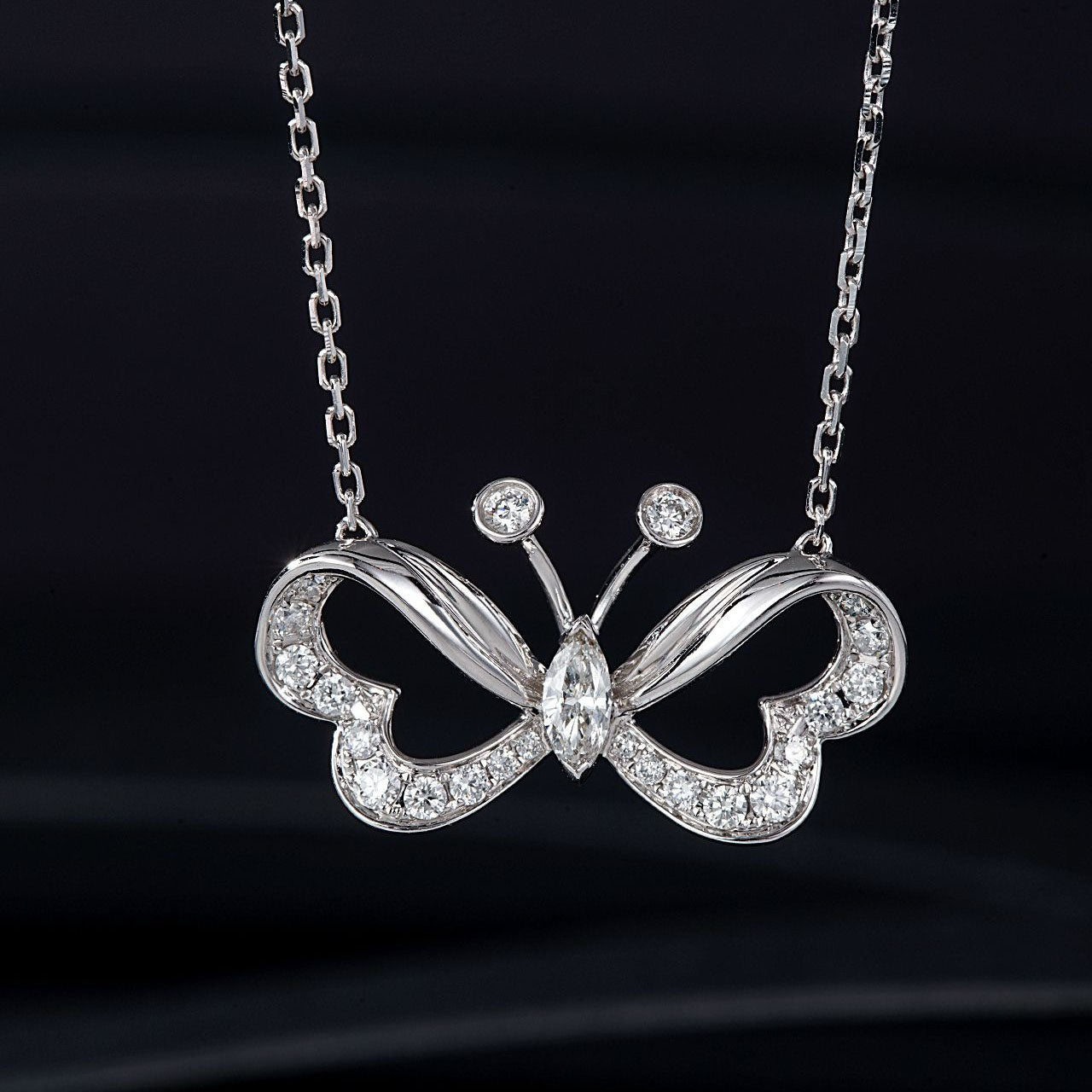 Butterfly Round Diamond Necklace