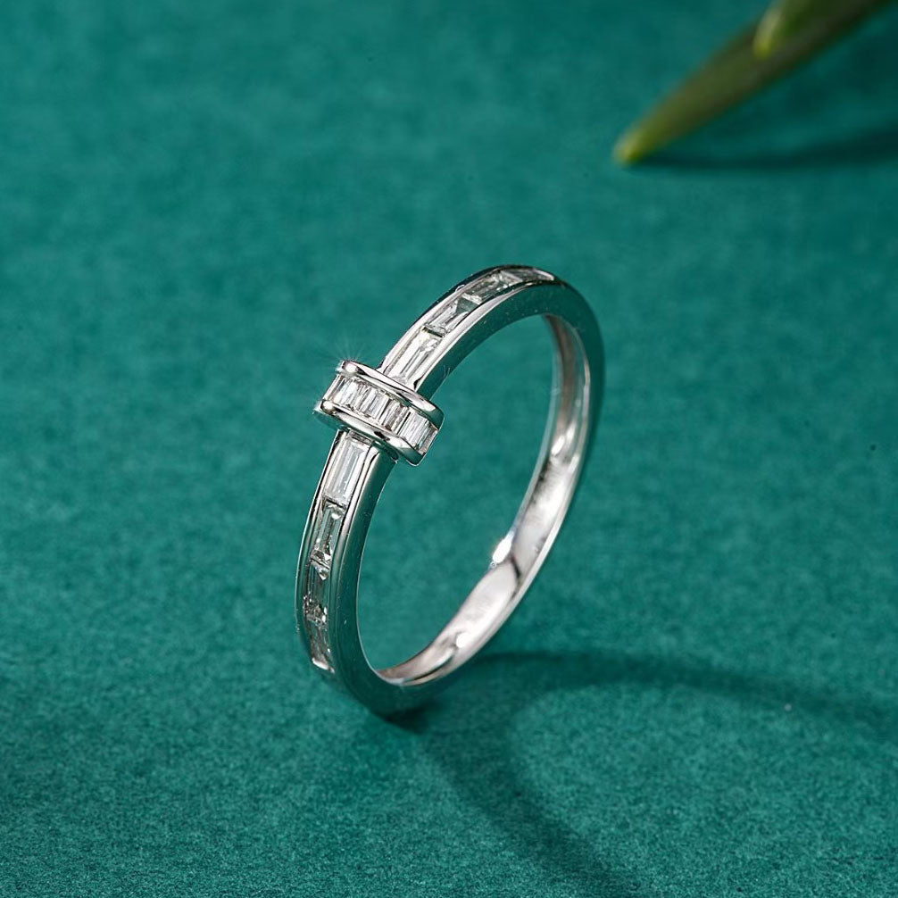 Half Eternity Emerald Baguette Diamond Ring