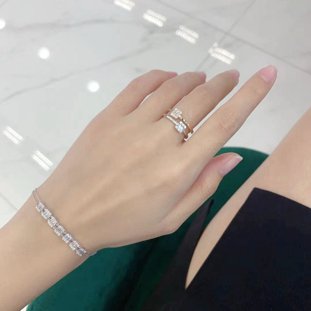 Two Tone Baguette Diamond Ring