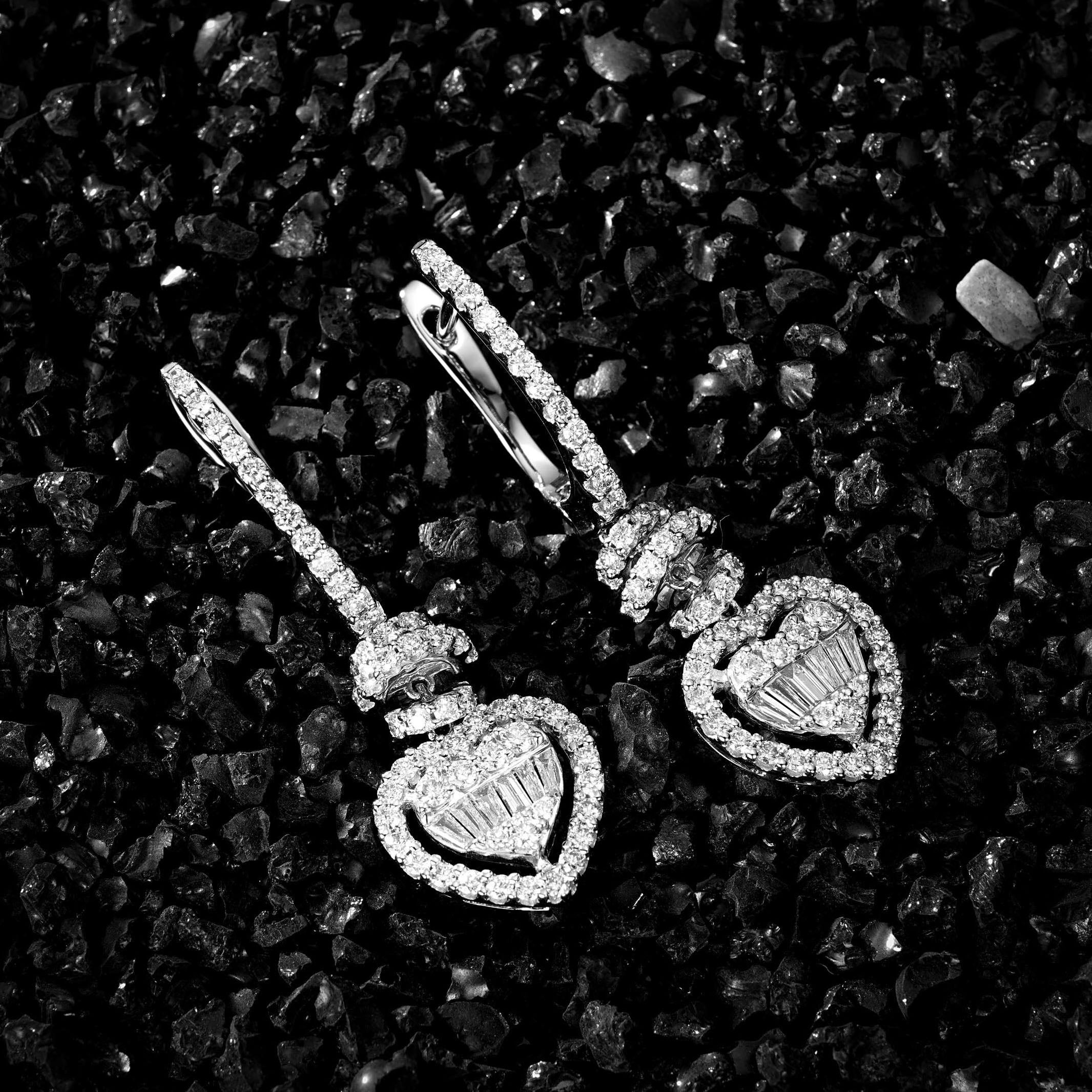 Heart Shaped Diamond Earrings