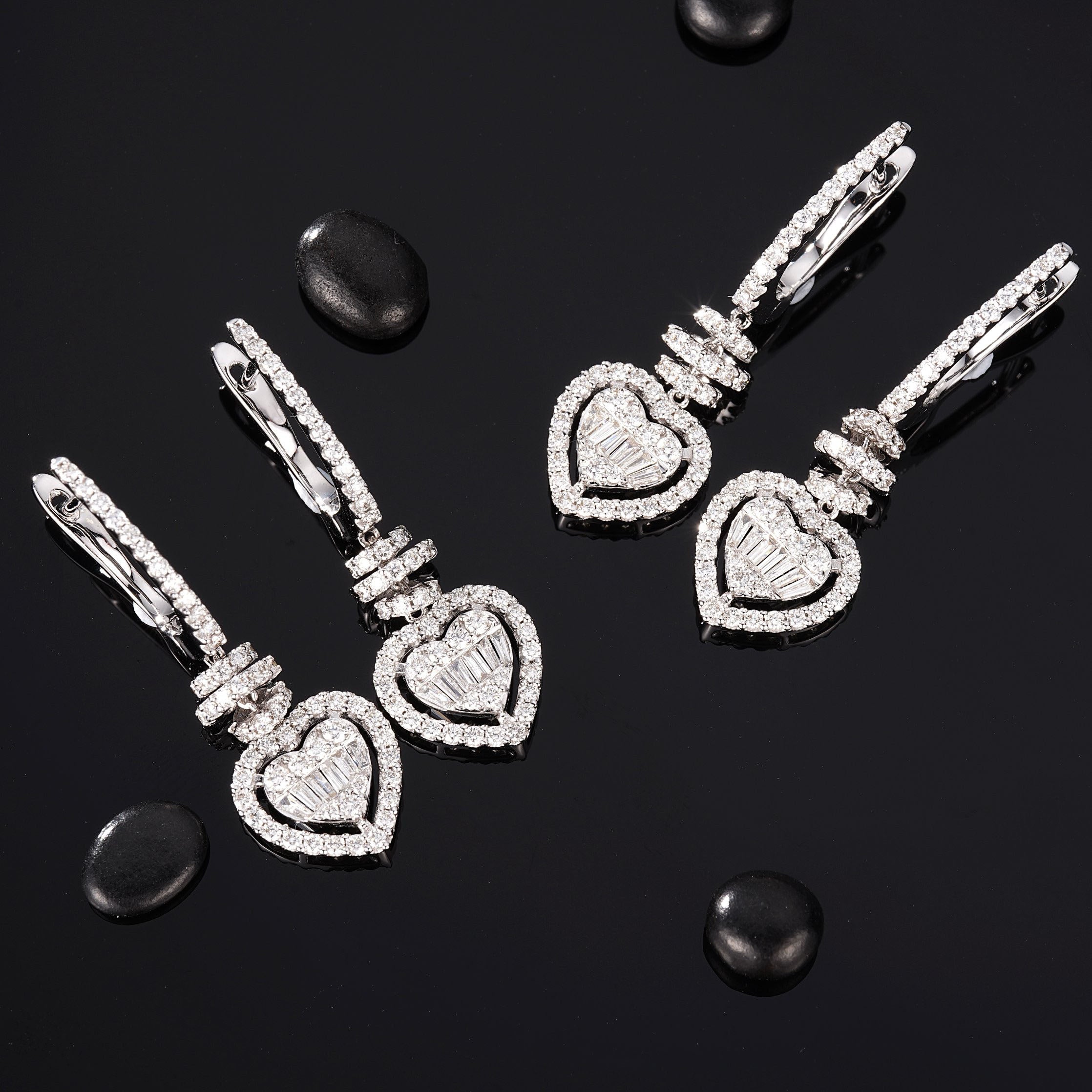 Heart Shaped Diamond Earrings