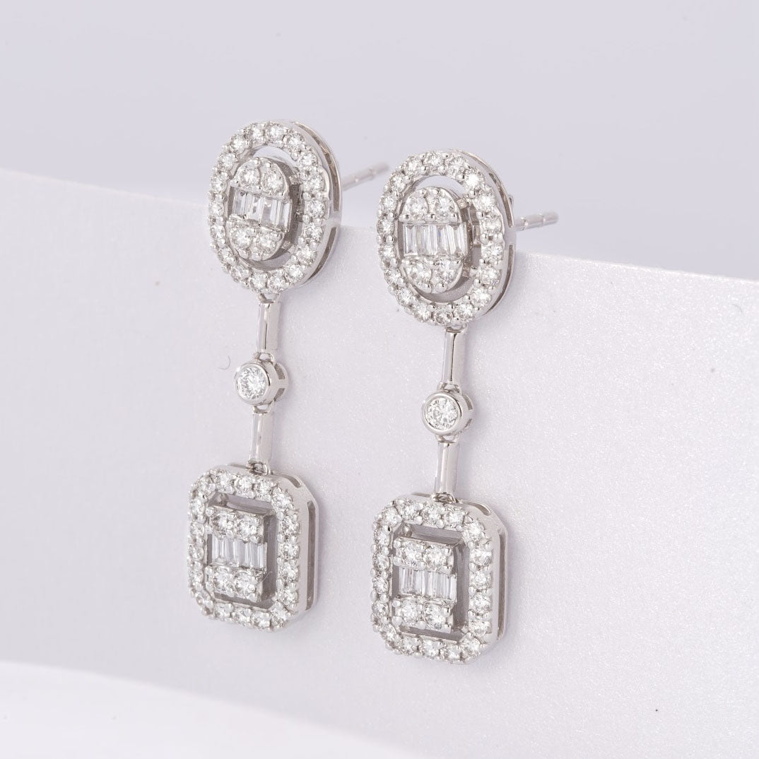 Oval Baguette Diamond Earrings