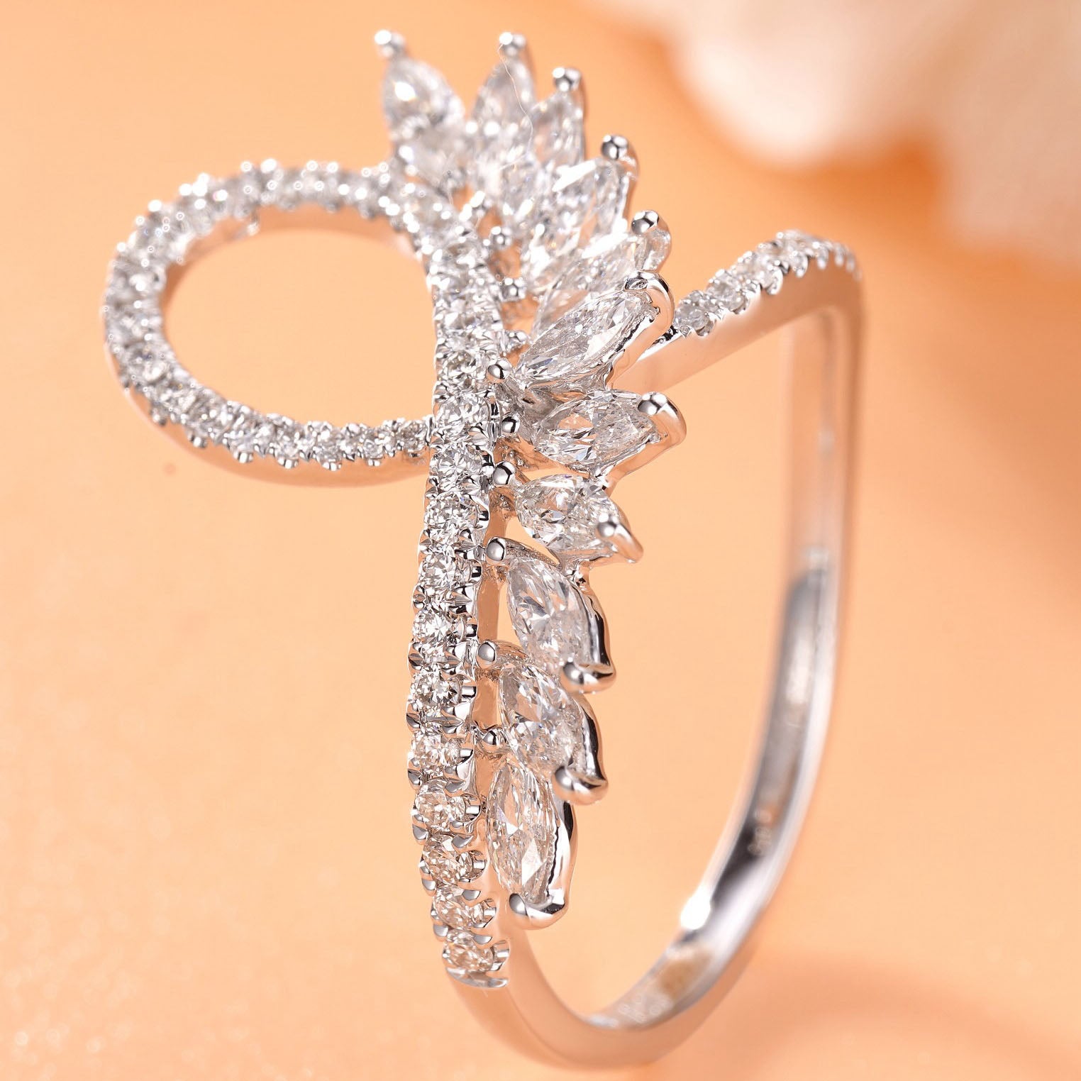 U Shaped Marquise Diamond Ring