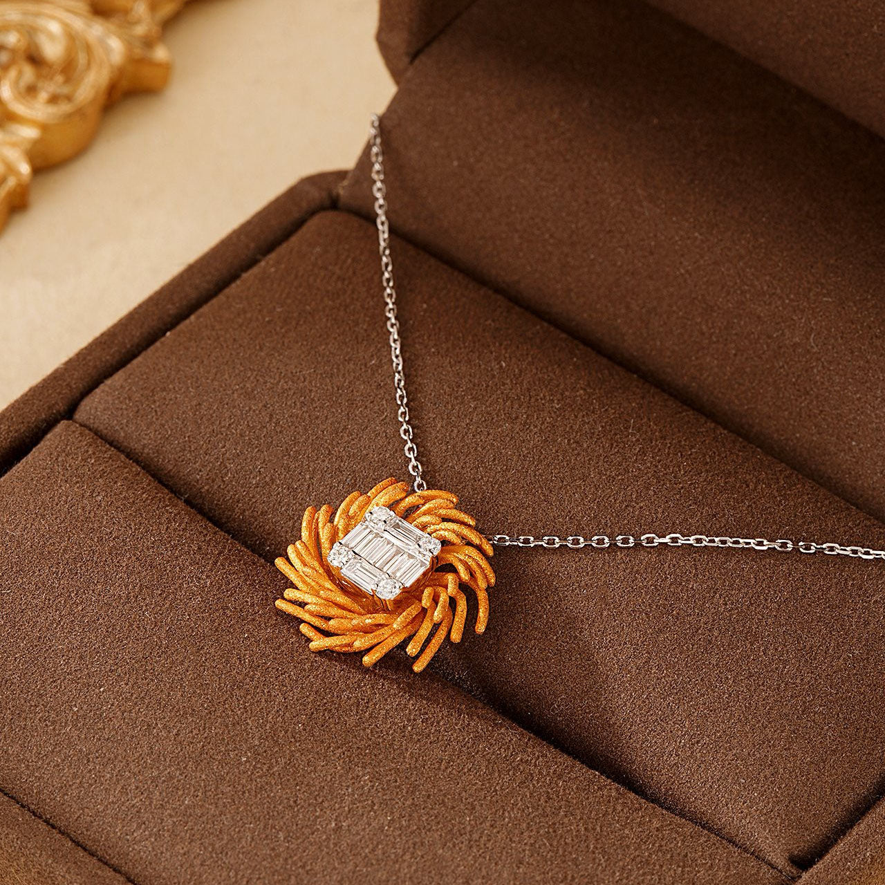 Daisy Baguette Diamond Pendant