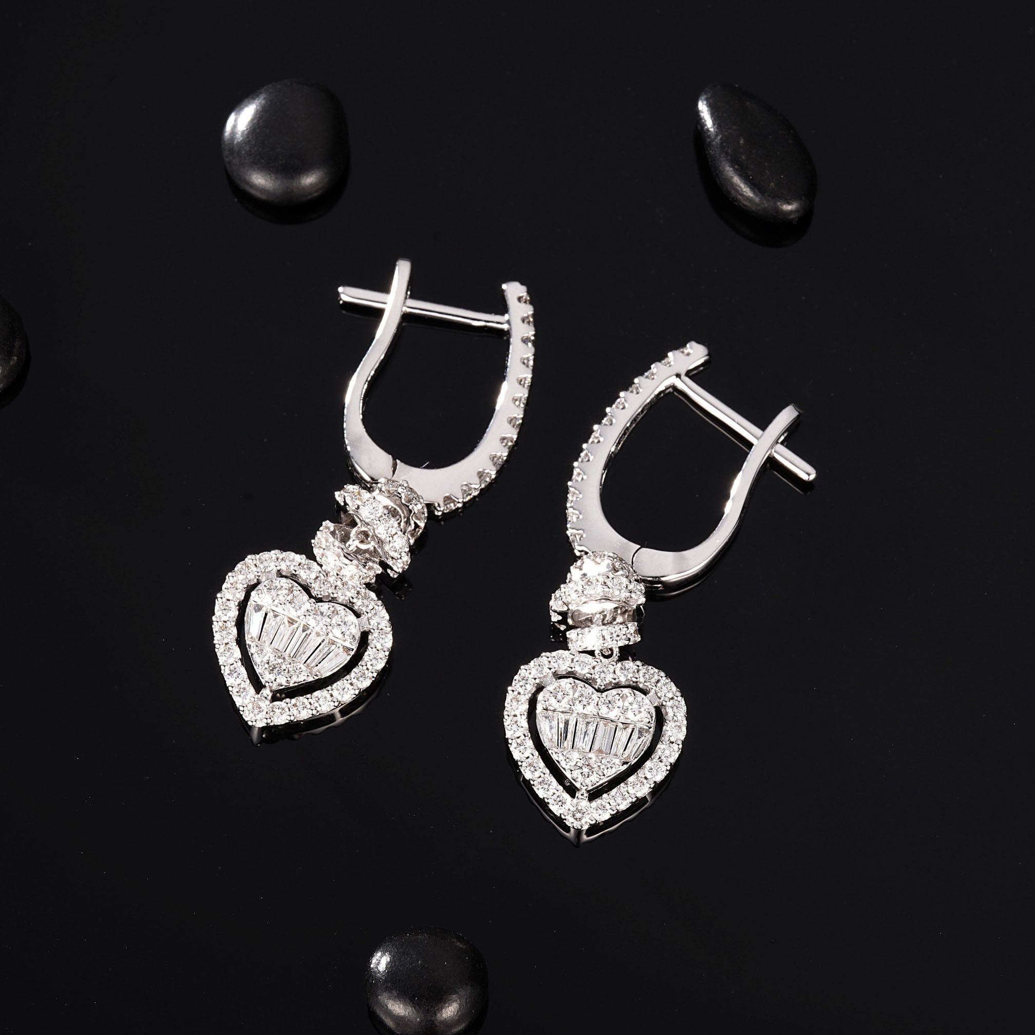 Heart Shaped Diamond Earrings