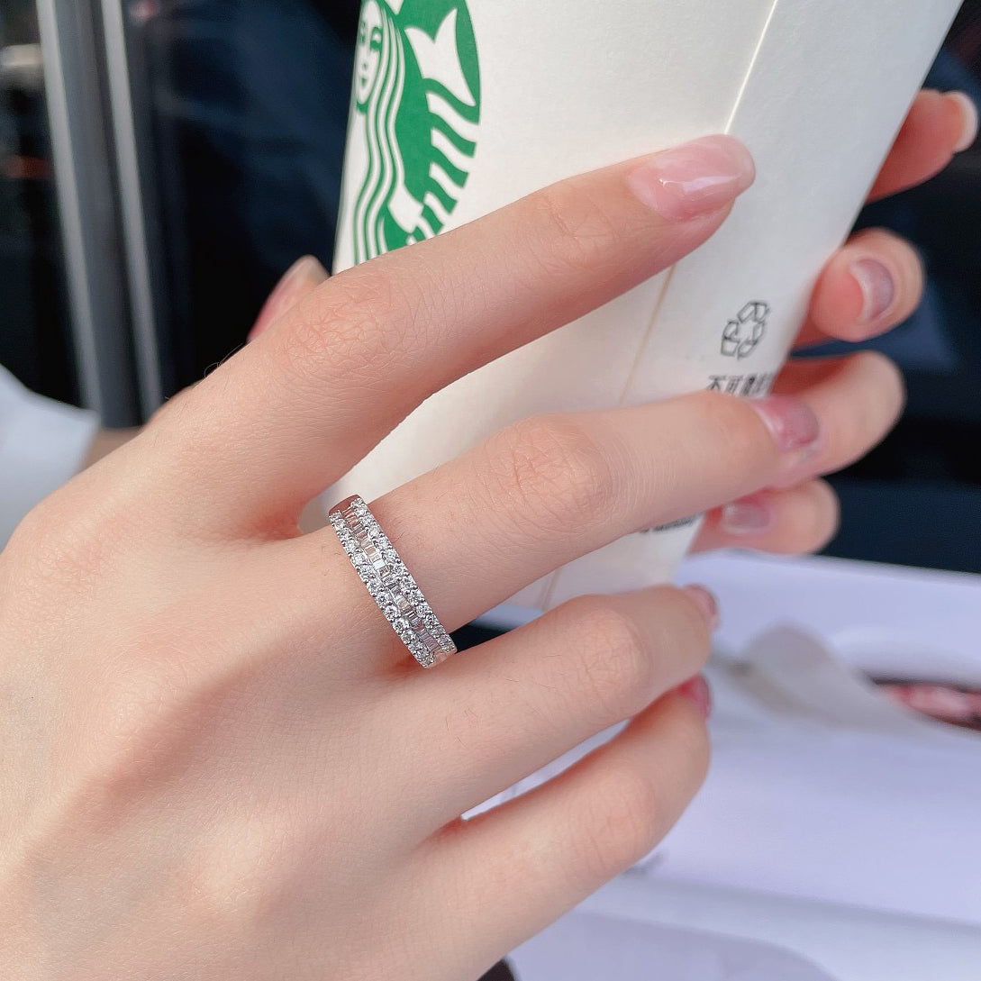 Half Circle Baguette Diamond Ring