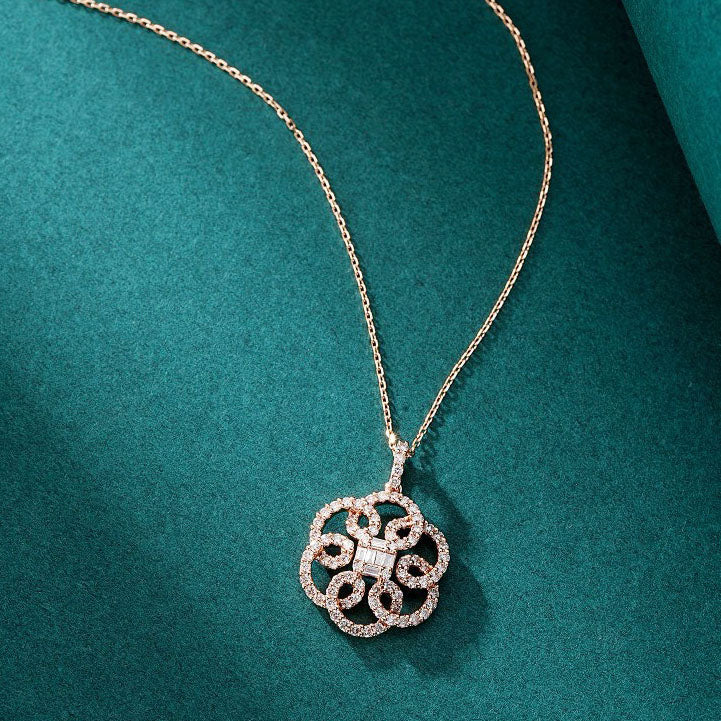 Round Flowers Diamond Pendant